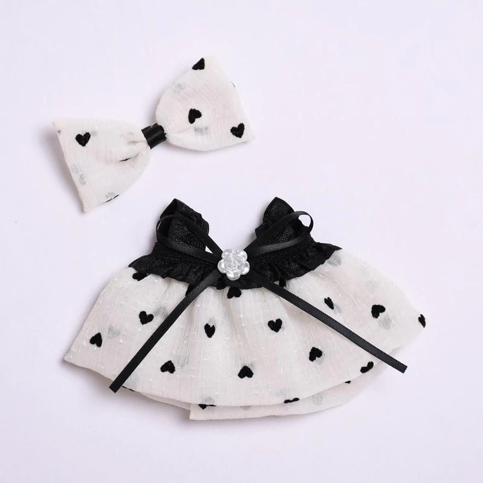 2x Fashion Dolls Dress and Bow Hairpin Miniature Clothes Accessories Costume for