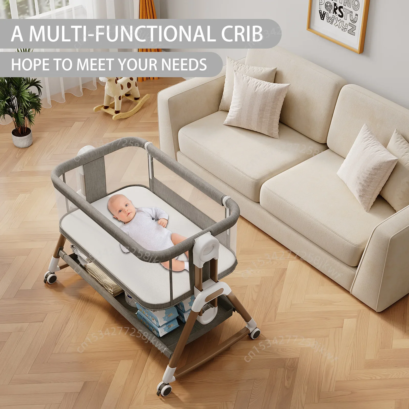 Cuna evolutiva de madera convertible con ajuste altura para bebé - imagen 3