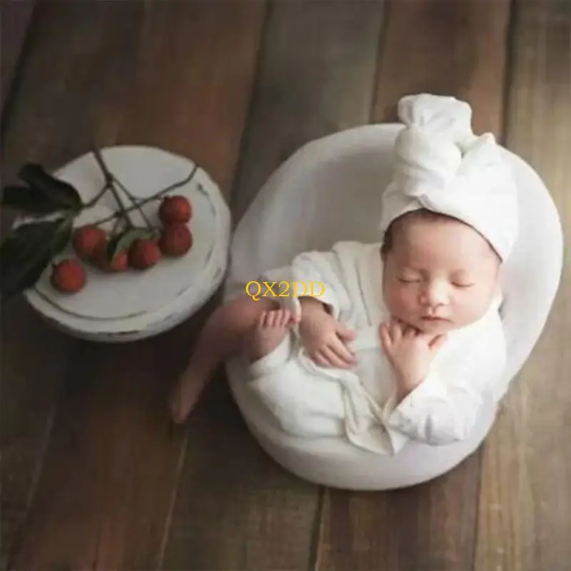 QX2D Solid Color Bathrobes Wrap Photography Props Baby Infant Photo Sleepwear - imagen 5