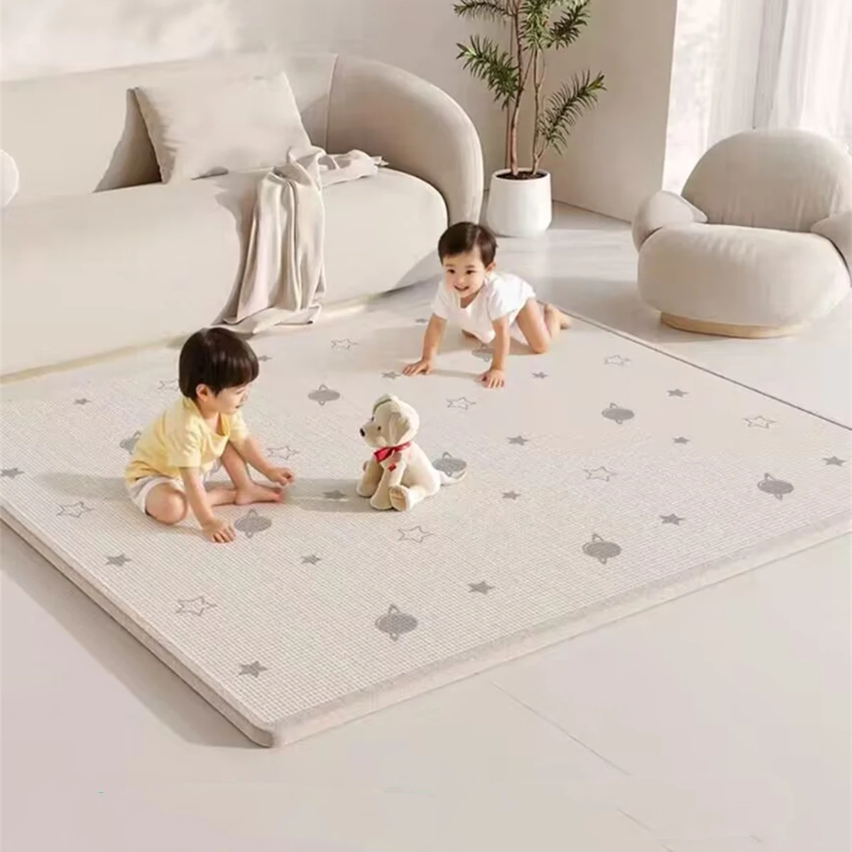 Alfombra de juego no tóxica de gran tamaño para niños, estera de seguridad de 1cm EPE, esteras de juego para gatear para bebés respetuosas con el medio ambiente, alfombra plegable