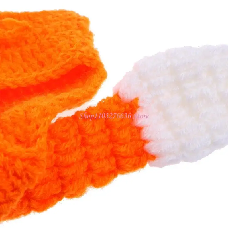 Accesorios fotografía recién nacido R6FD, conjunto sombrero ganchillo, pijama, gorro con mandarina, accesorios - imagen 4