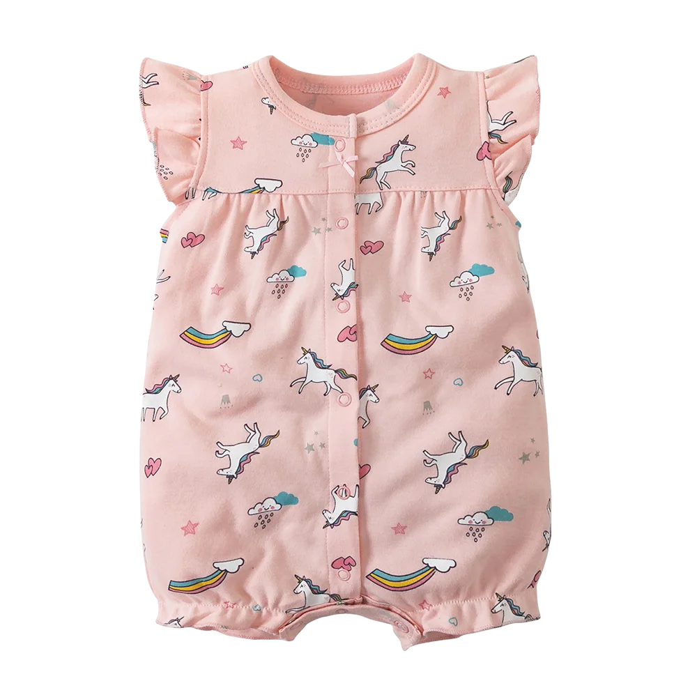 Mono con estampado de mariposa para bebé, mono con mangas con volantes y cuello, cómodo y transpirable, ropa de verano para bebé - imagen 2