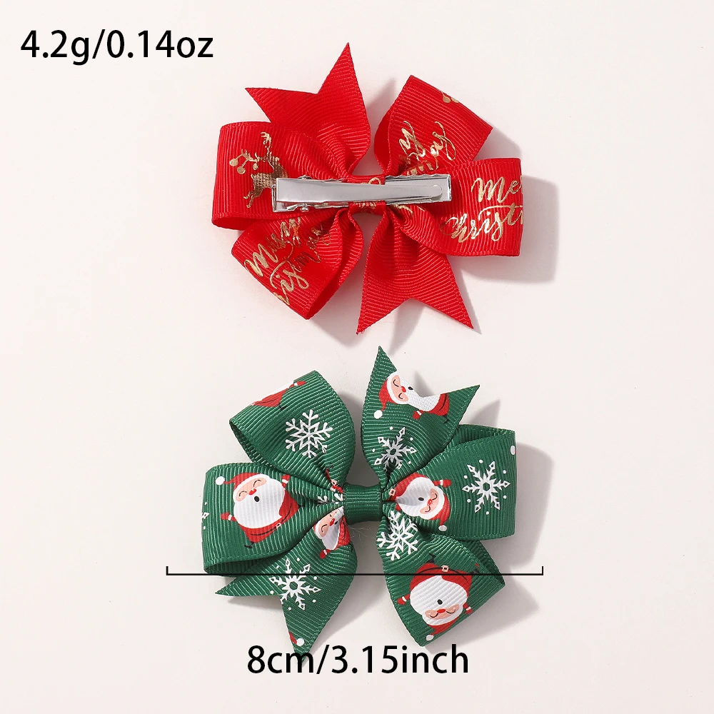 12 Uds. Conjunto de pinzas para el pelo de Navidad para niñas, cinta con estampado de Papá Noel, horquillas, tocados de fiesta de Boutique, accesorios para el cabello - imagen 3