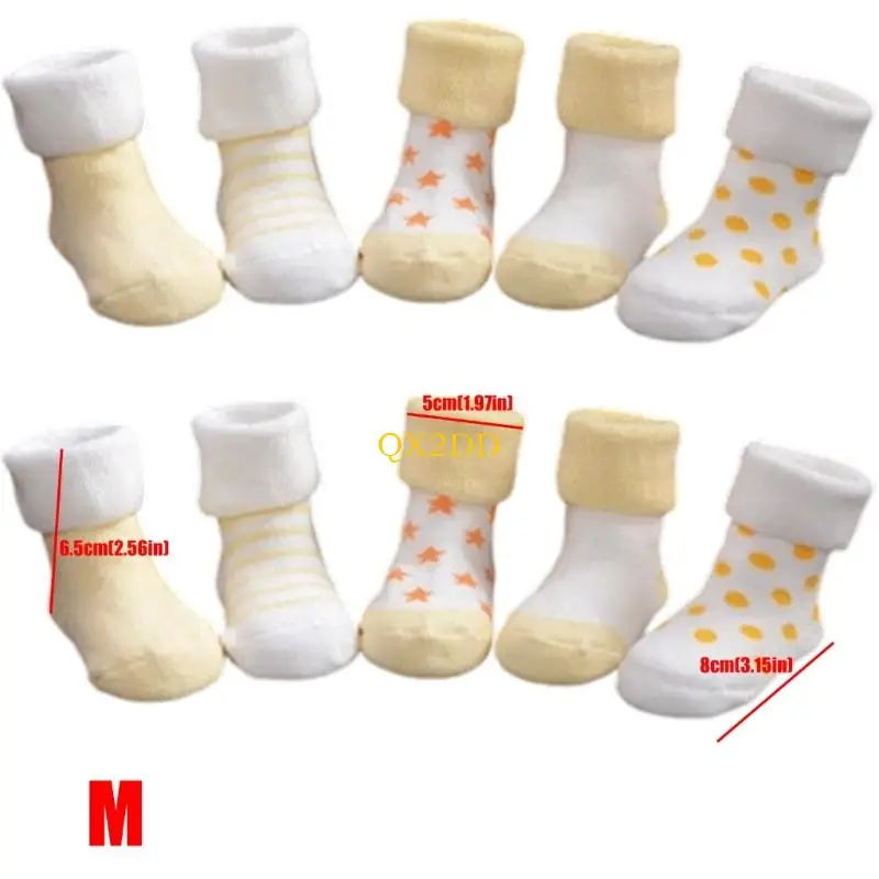 QX2D Calcetines bebé con temática estrellas adorables, tela transpirable, antideslizante para nuevos caminantes - imagen 3