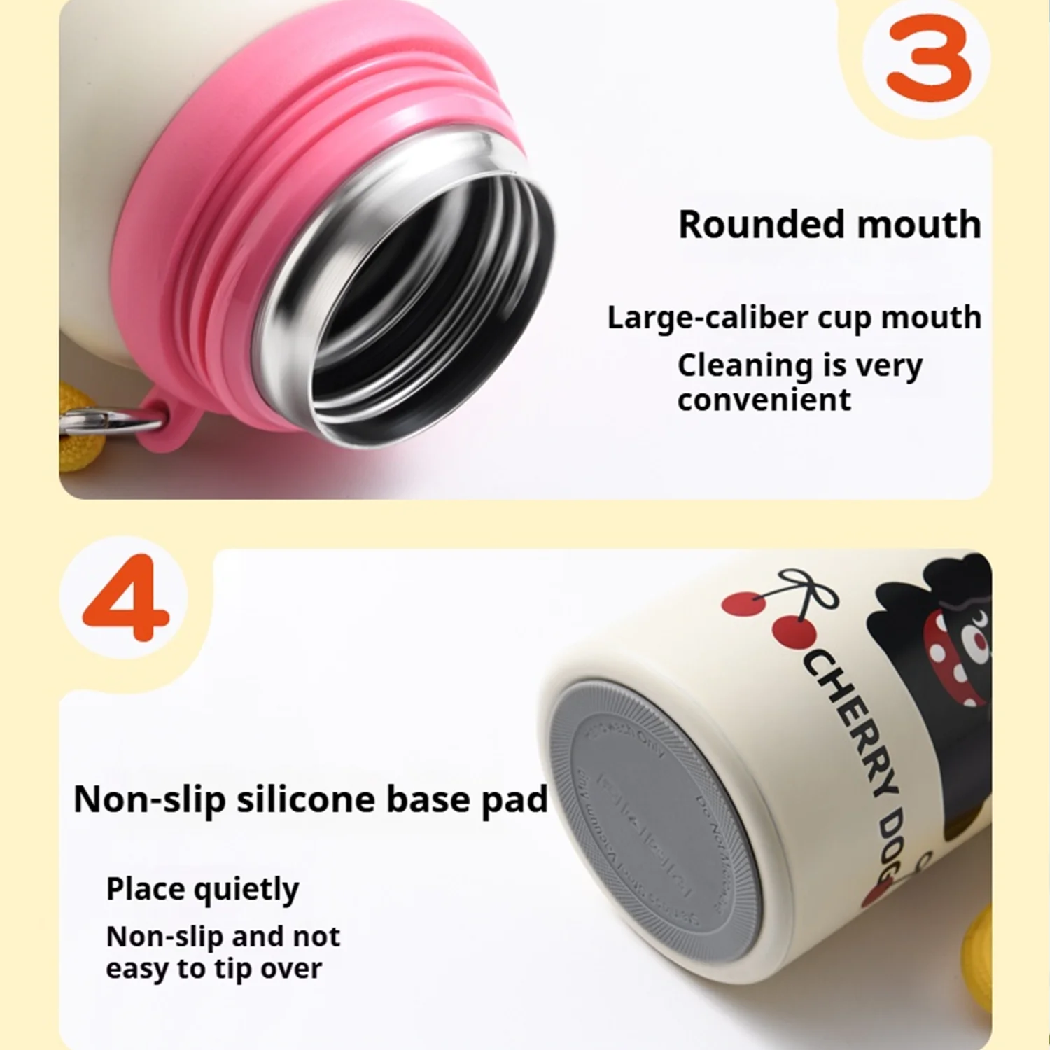 Taza de agua fría y aislamiento térmico para niños de gran capacidad de 550ML, acero inoxidable 316 con tapa, con asa, regalo de cumpleaños - imagen 4