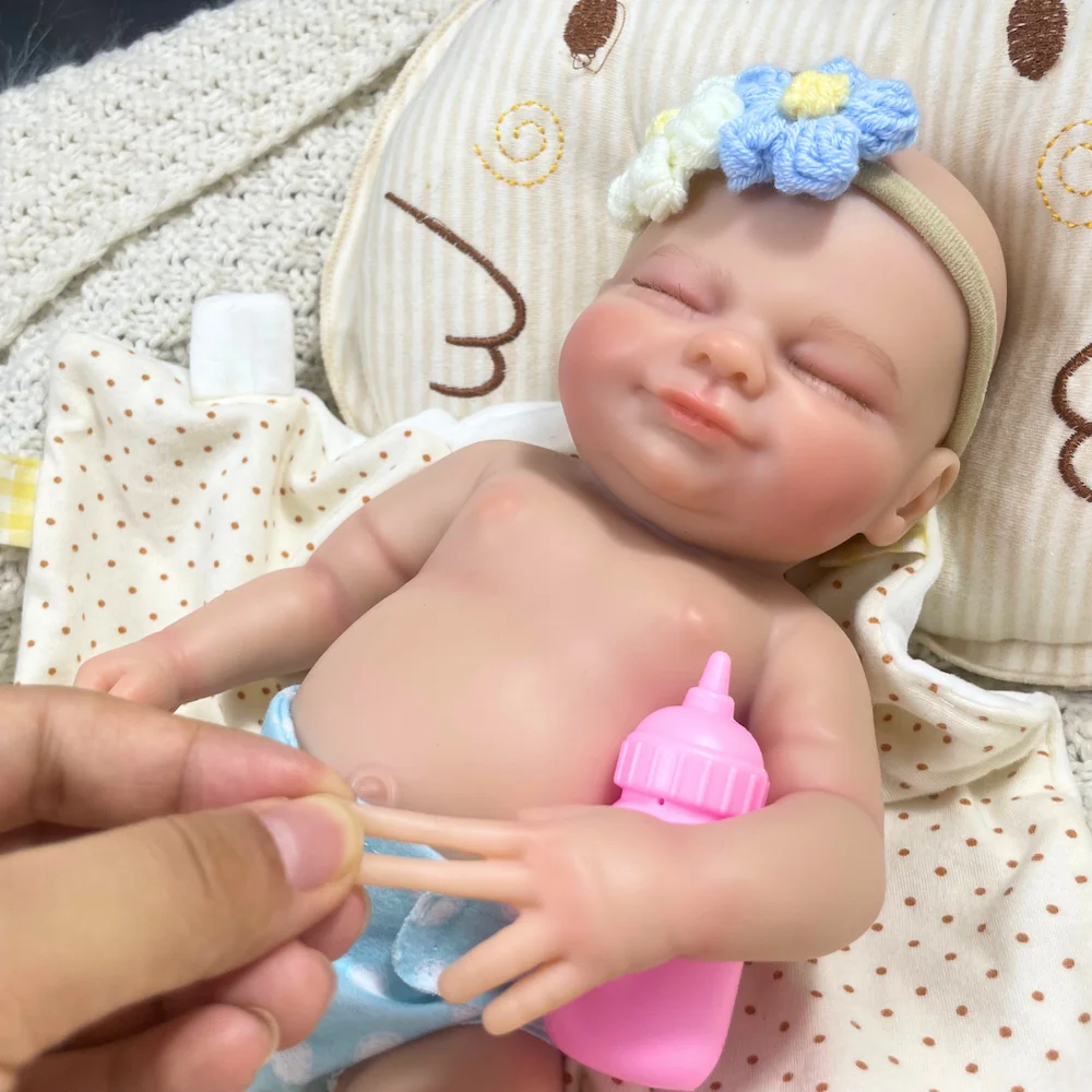 13,5 pulgadas Chubby Hayley Mini Reborn muñeca de silicona completa niña cuerpo lavable muñeca de silicona sólida suave regalo de cumpleaños y Navidad - imagen 3