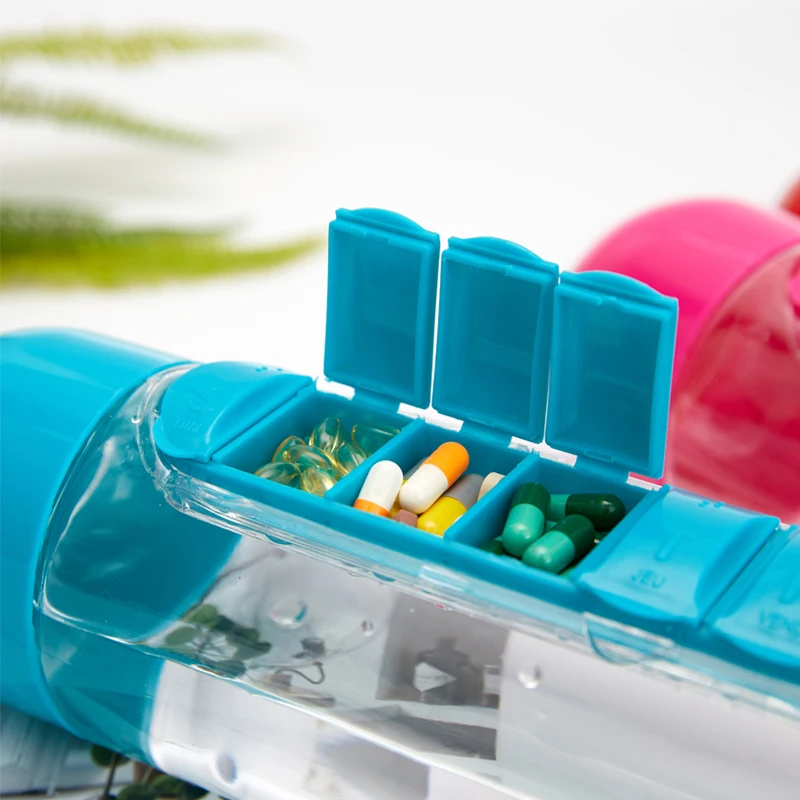 Organizador de pastillas con botella de agua portátil - imagen 3