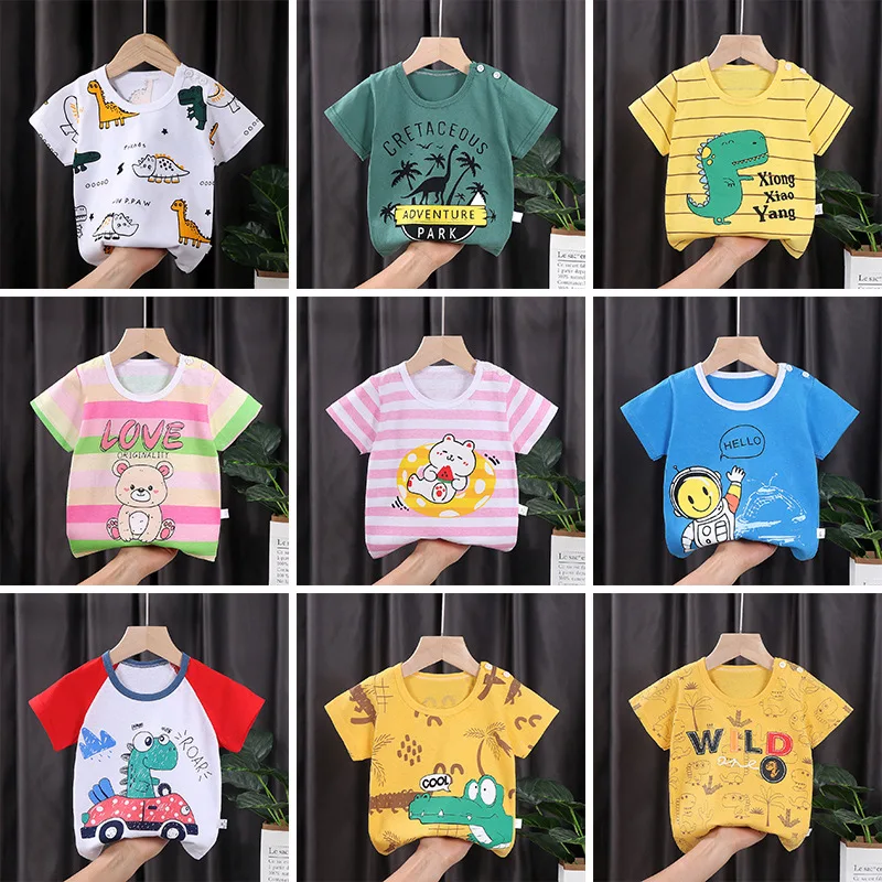 Camisetas de manga corta para niños de 2 a 6 años, camisetas de algodón puro para verano, camisetas para bebés, camisetas de dibujos animados para niñas, ropa para niños