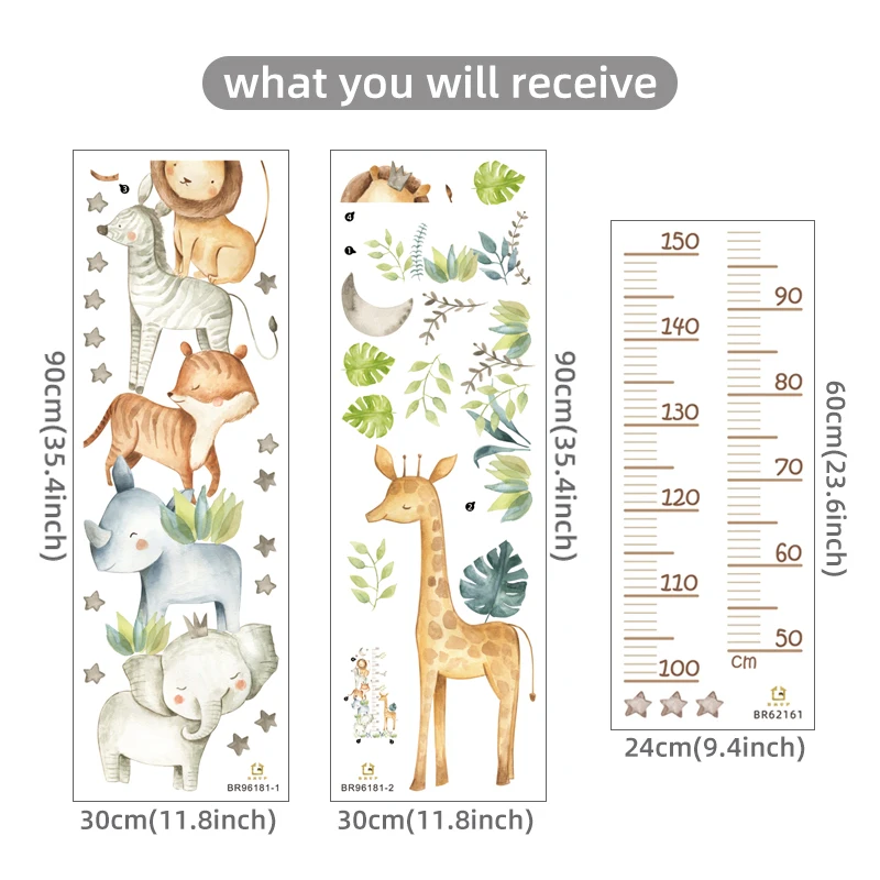 Pegatinas regla altura con animales – Decoración pared habitación infantil - imagen 2
