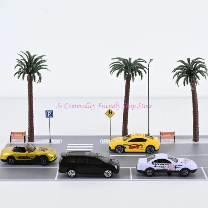 85AE Juego carreteras urbanas en miniatura y accesorio modelado con árbol Juego detalles carreteras y tráfico a 1/64 - imagen 3