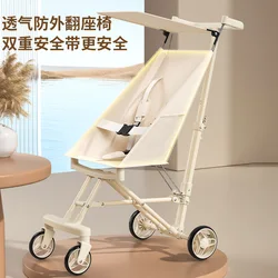 Carrito bebé ligero plegable con ruedas grandes y bolsillo portaobjetos