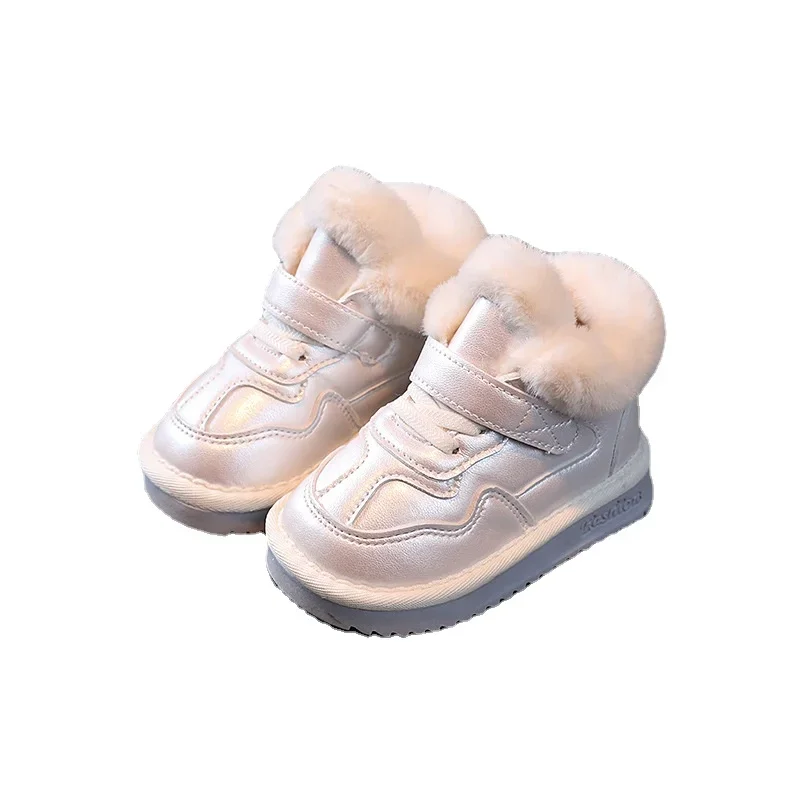 Botas de nieve para niños, zapatos informales de felpa, botas impermeables antideslizantes para niñas, botas de algodón cálidas blancas, zapatillas de deporte para niños - imagen 5