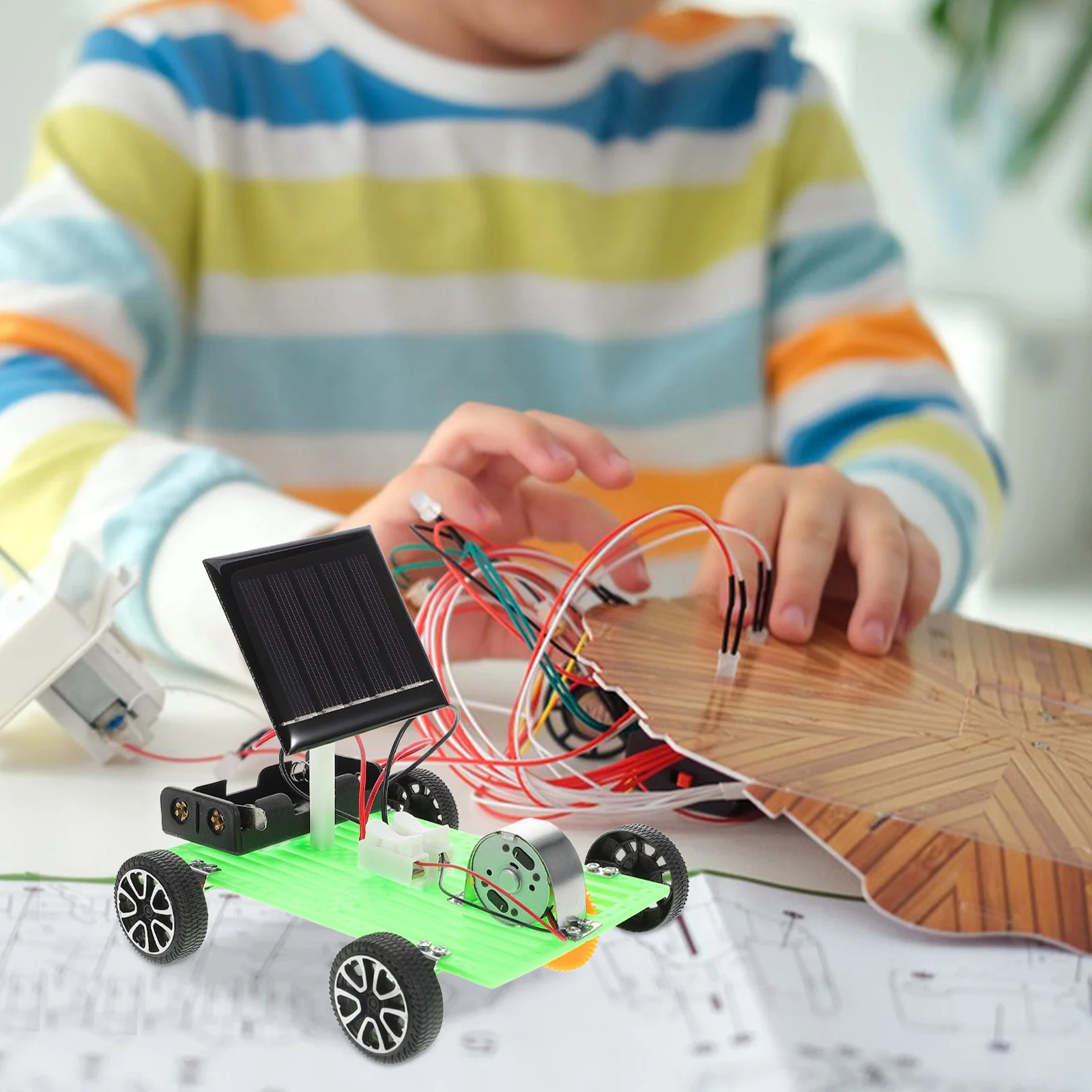 Kit de bricolaje de coche Solar con vástago para niños, ciencia educativa, montaje de vehículo impulsado, juego de aprendizaje, accesorio de enseñanza - imagen 5
