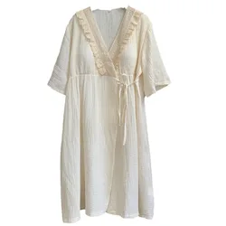 Vestido lactancia embarazada algodón manga corta suave transpirable