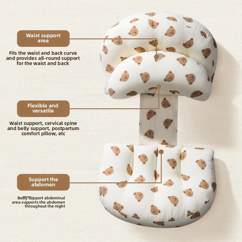 Almohada de embarazo para dormir lateral: soporte de maternidad en forma de U con funda transpirable y diseño lavable a máquina - imagen 4