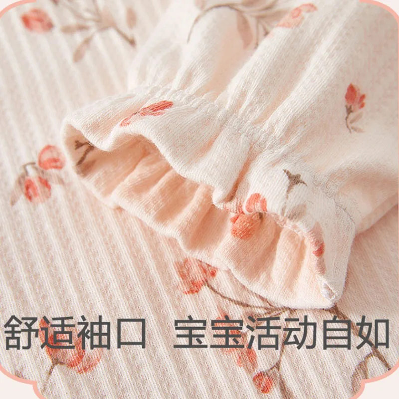 Ropa de primavera y otoño para niña, peleles de algodón de manga larga con flores bonitas a la moda de estilo chino, monos, artículos para recién nacidos B019 - imagen 4