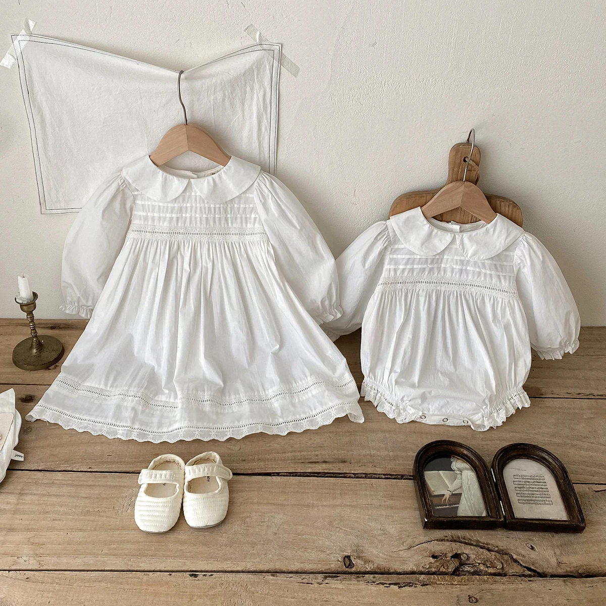 Vestido encaje de manga larga para niña – Primavera y otoño