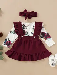 Conjunto floral bebé niña recién nacida pelele vestido volantes