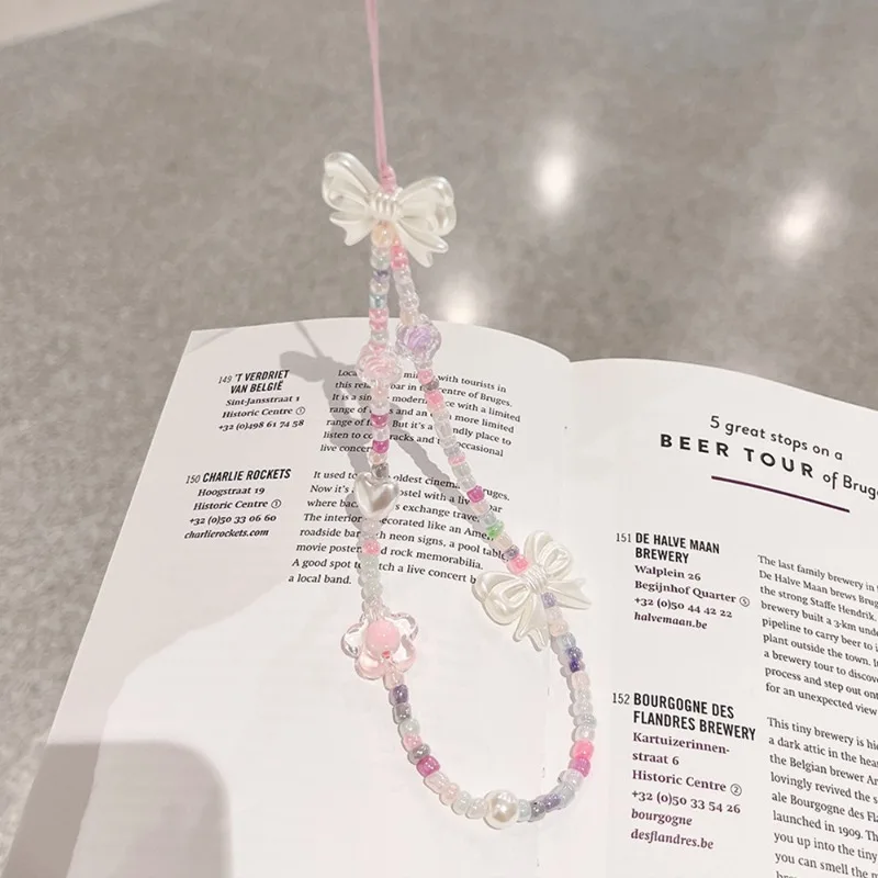 Cordón teléfono perlas cristal lazo – Cinta antipérdida mujer