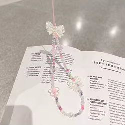 Cordón teléfono perlas cristal lazo – Cinta antipérdida mujer