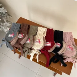 Diadema orejera bebé suave lazo encaje invierno