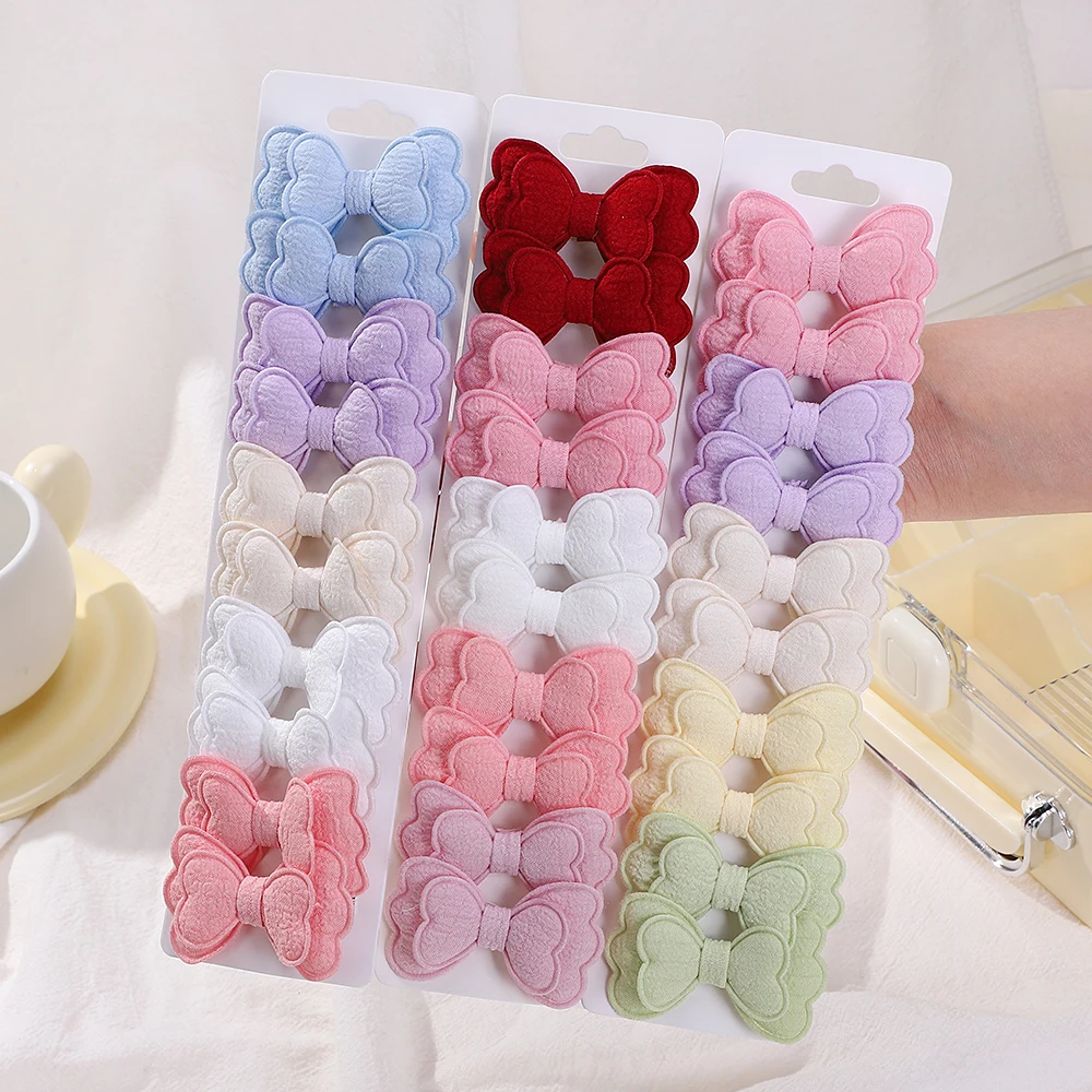 10 unids/set de lazos para el cabello de mariposa para niños con Clip para niñas, lazo de algodón de doble capa, flequillo, Pin, accesorios para el cabello - imagen 2