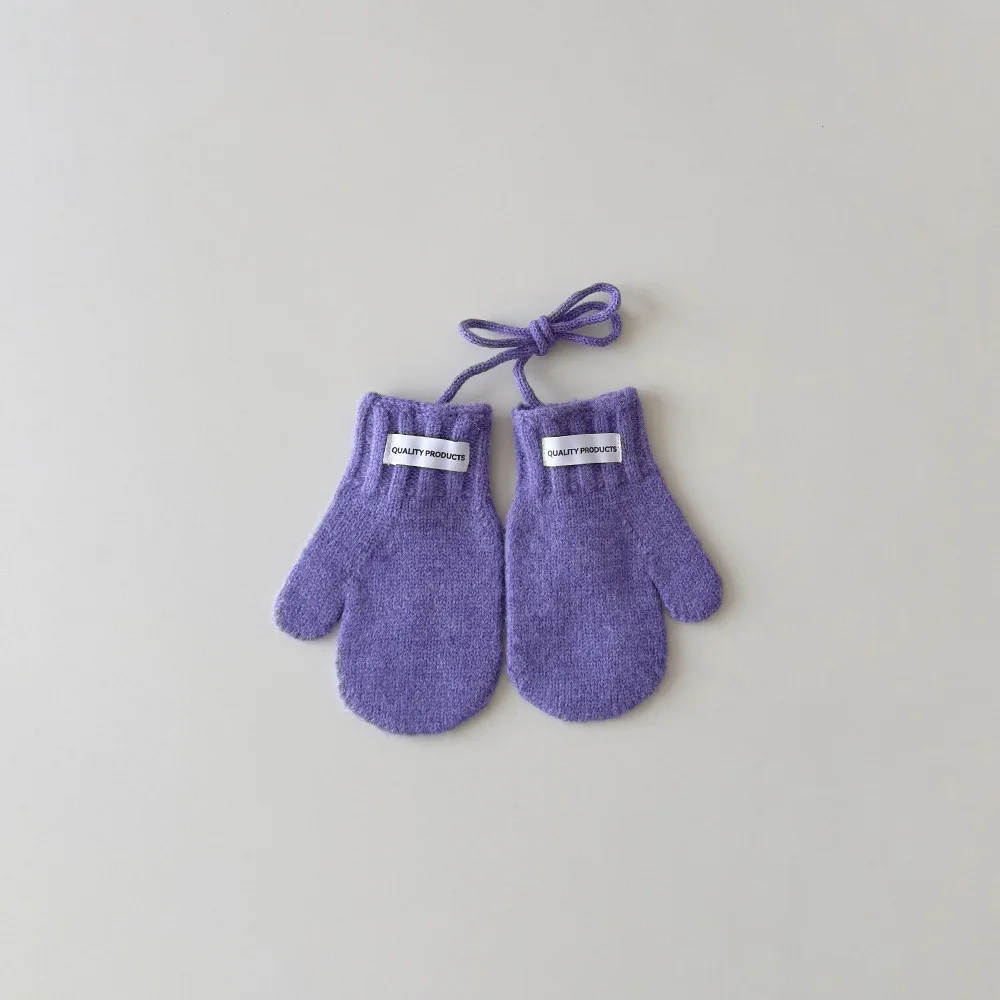 Guantes coreanos para niños Otoño Invierno nuevo Color sólido Simple bolso cálido dedo cuello guantes de bebé mitones para niños Accesorios - imagen 5