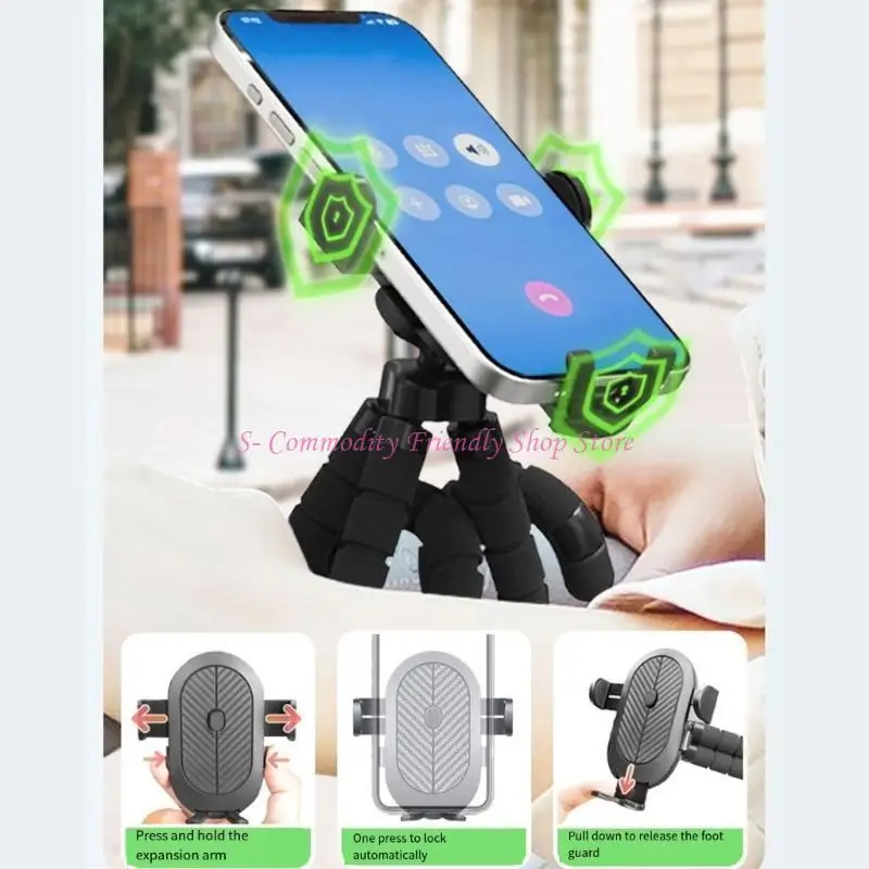 85AE Soporte giratorio para teléfono viaje 360 ​​grados, soporte para cochecito, cuna, trípode para teléfono móvil, para - imagen 4