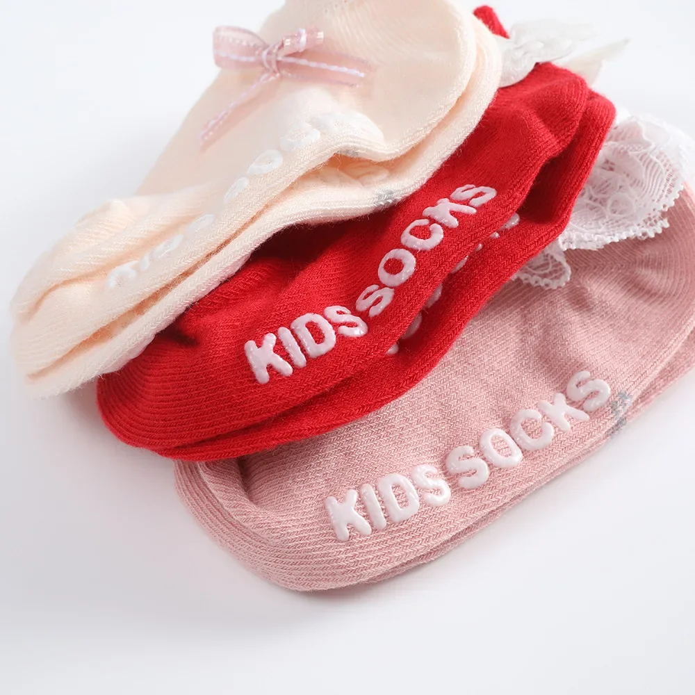 Calcetines antideslizantes bebé de algodón suave con encaje princesa - imagen 4