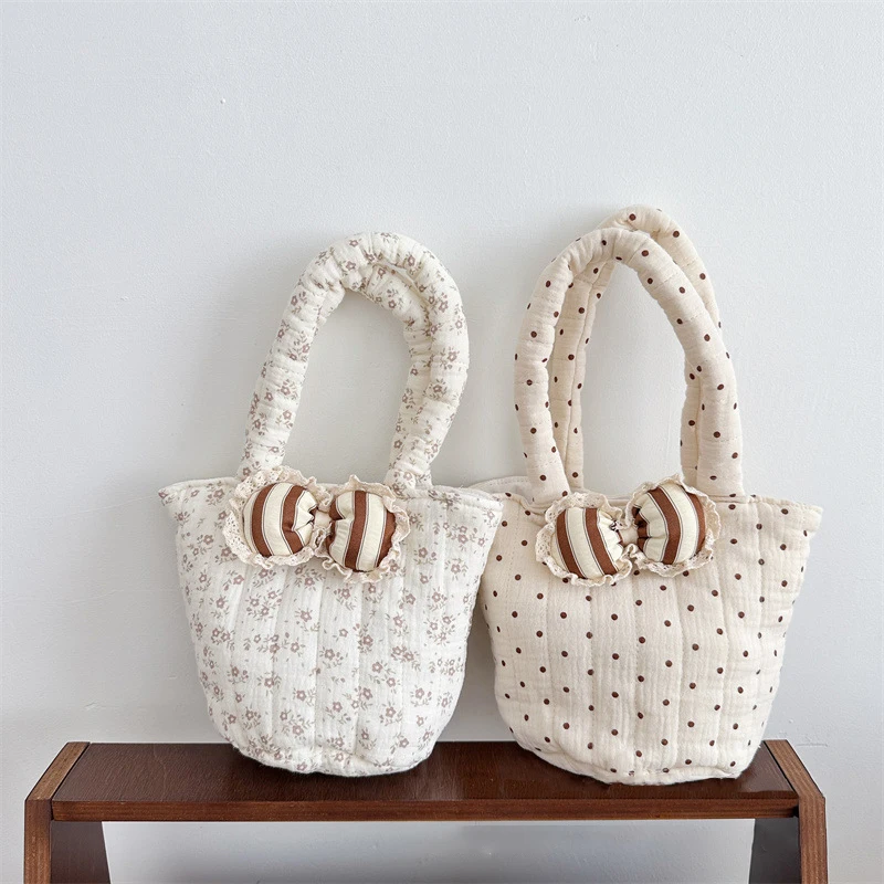 MILANCEL, nuevo bolso Floral bonito para niñas, bolsa de almacenamiento de puntos con lazo de encaje en 5 colores, monedero dulce para niños - imagen 4