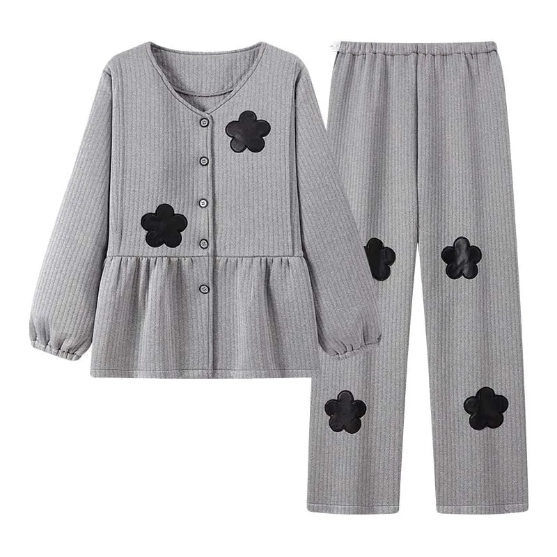 Pijama de lactancia térmico de algodón acolchado para lactancia - imagen 4