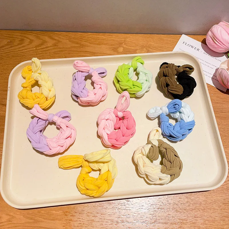 3PCS. Lazos para el cabello trenzados con bloques de color de dopamina: gruesos, de alta elasticidad, duraderos para colas de caballo, accesorios para el cabello para mujeres y niños