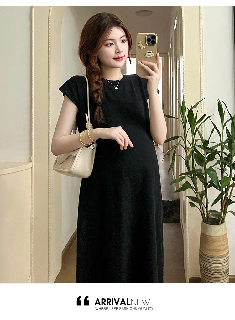 Vestido de maternidad casual sin mangas color sólido