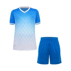 Uniforme de entrenamiento de fútbol para niños, conjunto deportivo de manga corta, elegante camiseta de Color contrastante con estampado romboide y pantalones cortos