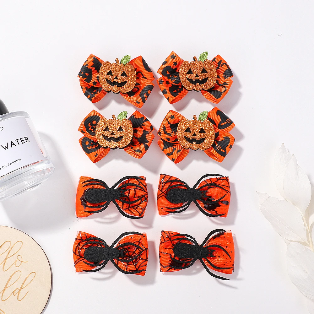 Horquillas Halloween para niños – Lazo araña calabaza hecho a mano - imagen 3