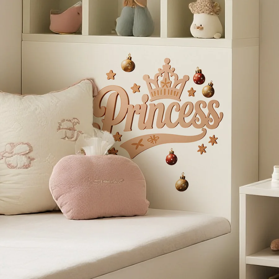 Pegatinas de pared de corona de princesa, pegatinas de pared decorativas autoadhesivas para fiesta y habitación de niños - imagen 4