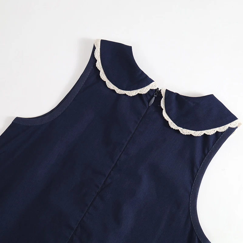 Vestidos de lujo para niñas de verano, moda coreana, cuello de muñeca, malla de encaje, sin mangas, vestido de princesa vaquero, Boutique, ropa para niños BC1703 - imagen 5