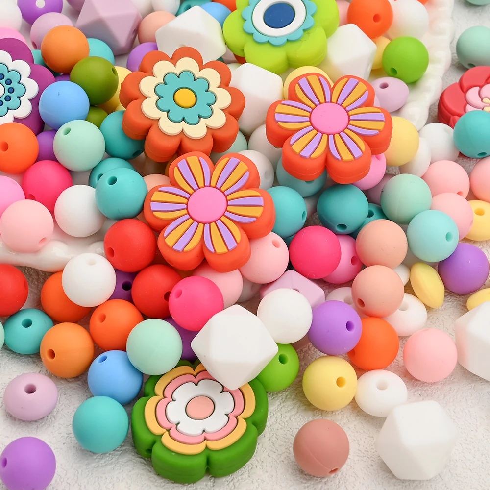 Cadena chupete con cuentas silicona floral para bebé mordedor BPA - imagen 4