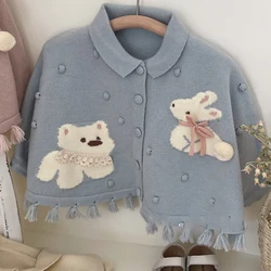 Milangel cárdigan punto oso conejo para niñas pequeñas