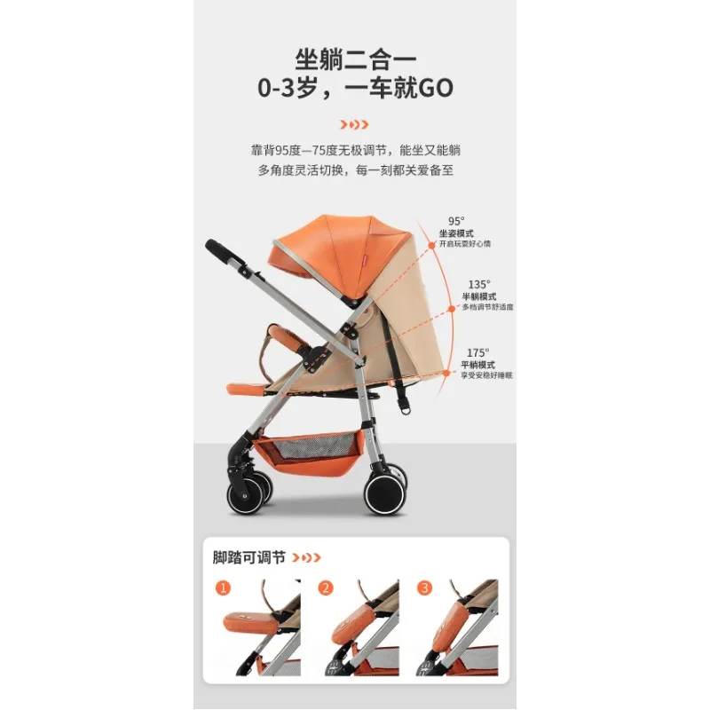 Cochecito plegable bidireccional portátil para bebés recién nacidos - imagen 5