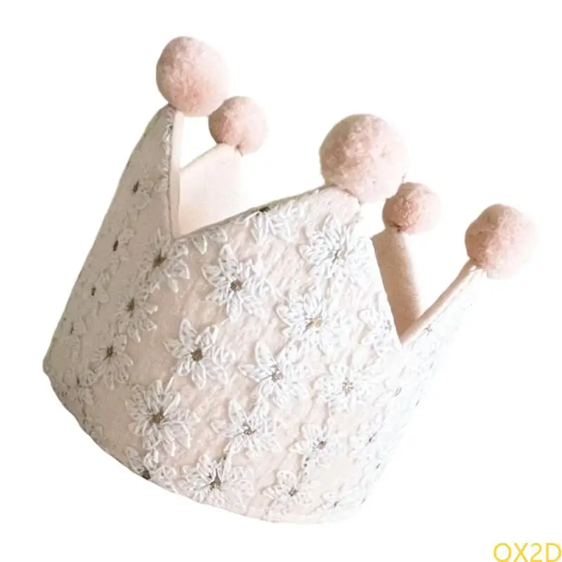 QX2D Baby Girls Crowned Tadle Tadera 3D Bordado Bordado Royal Diseño Soft Lace Soft - imagen 4