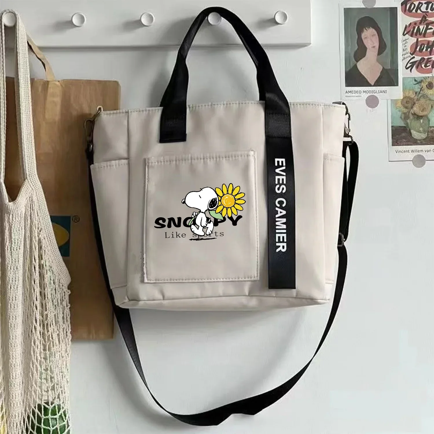 Bolso de hombro Snoopy para mujer, bolso blanco de dibujos animados, moda Y2K, bolsa de almacenamiento de gran capacidad, bolso cruzado, bolso de mujer de Anime, regalo - imagen 4