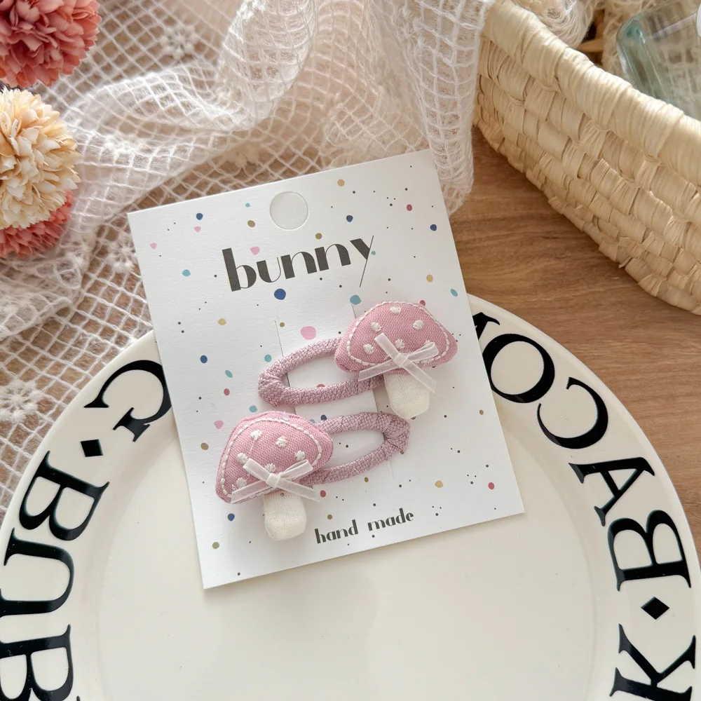 2 unids/bolsa Primavera Verano Rosa BB Clip niños Clip de pelo lindo seta conejo niñas Clips laterales para el cabello Kawaiii lindos accesorios para el cabello - imagen 3