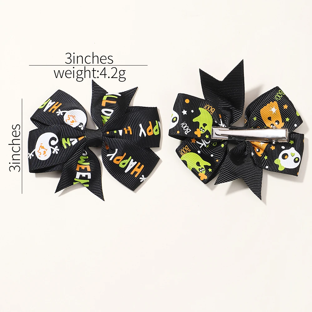 4 unids/set Halloween niños arco Clip de pelo horquillas para niña divertido creativo calabaza murciélago fiesta cinta animación Bowknot horquilla sombreros - imagen 2