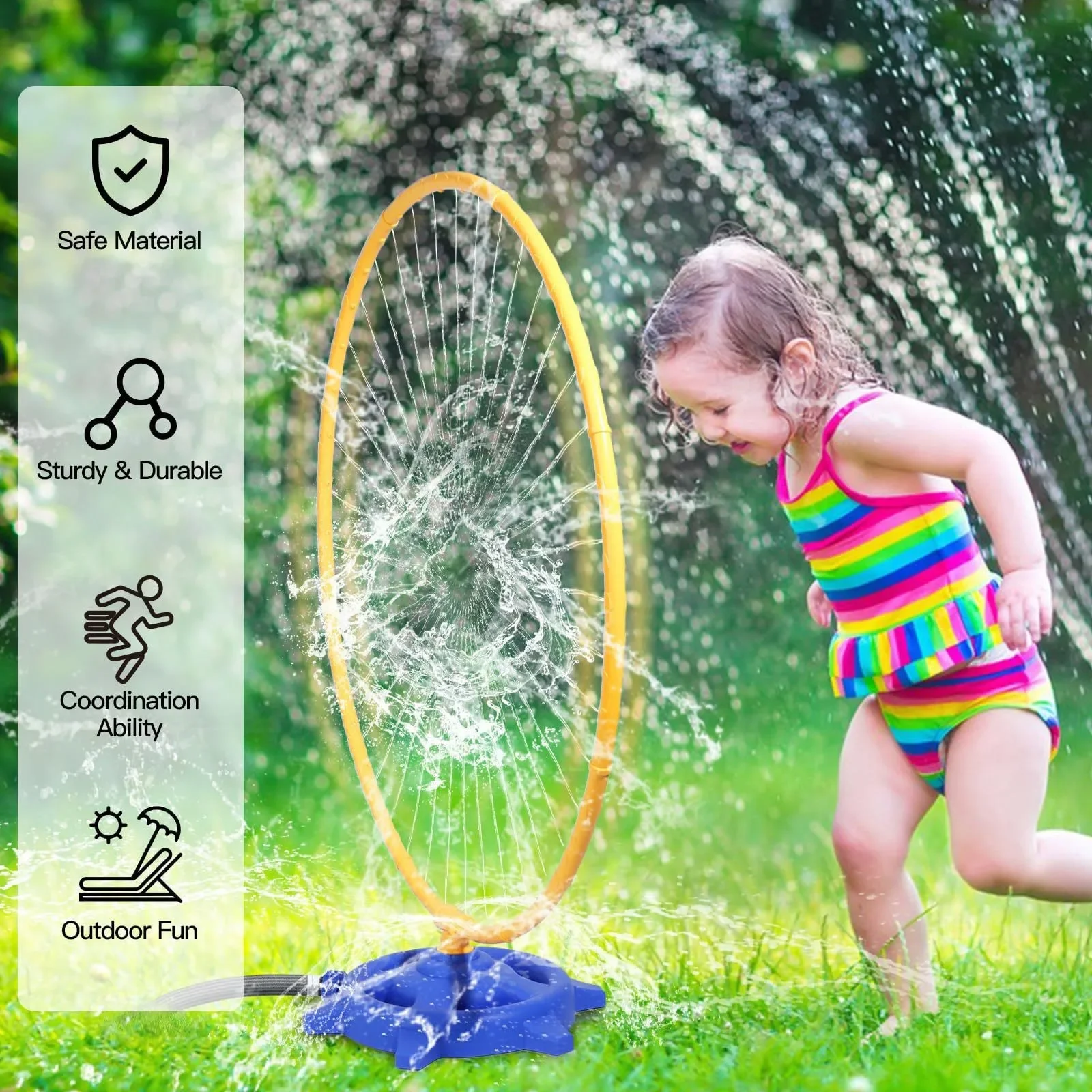 Aspersor de agua para niños, rotación de agua contra salpicaduras de 360 grados, juguetes de pulverización de agua redondos, juegos acuáticos al aire libre para patio trasero para niños y mascotas - imagen 4