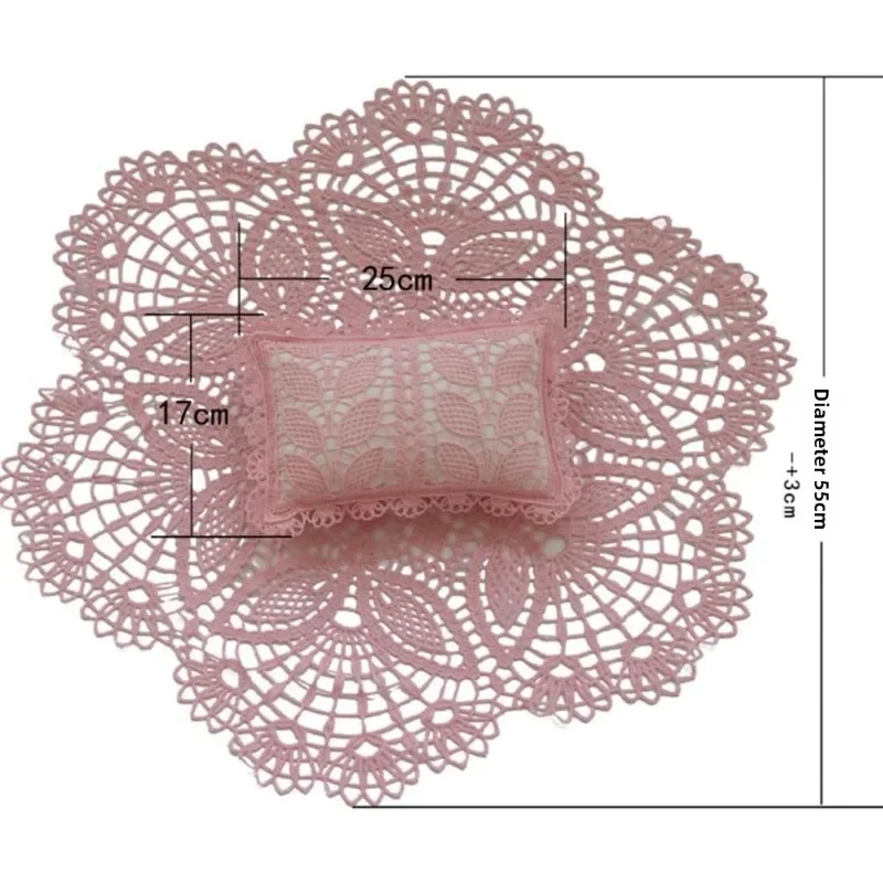 Almohada para posar bebé con tapete de encaje - Fotografía neonatal - imagen 5