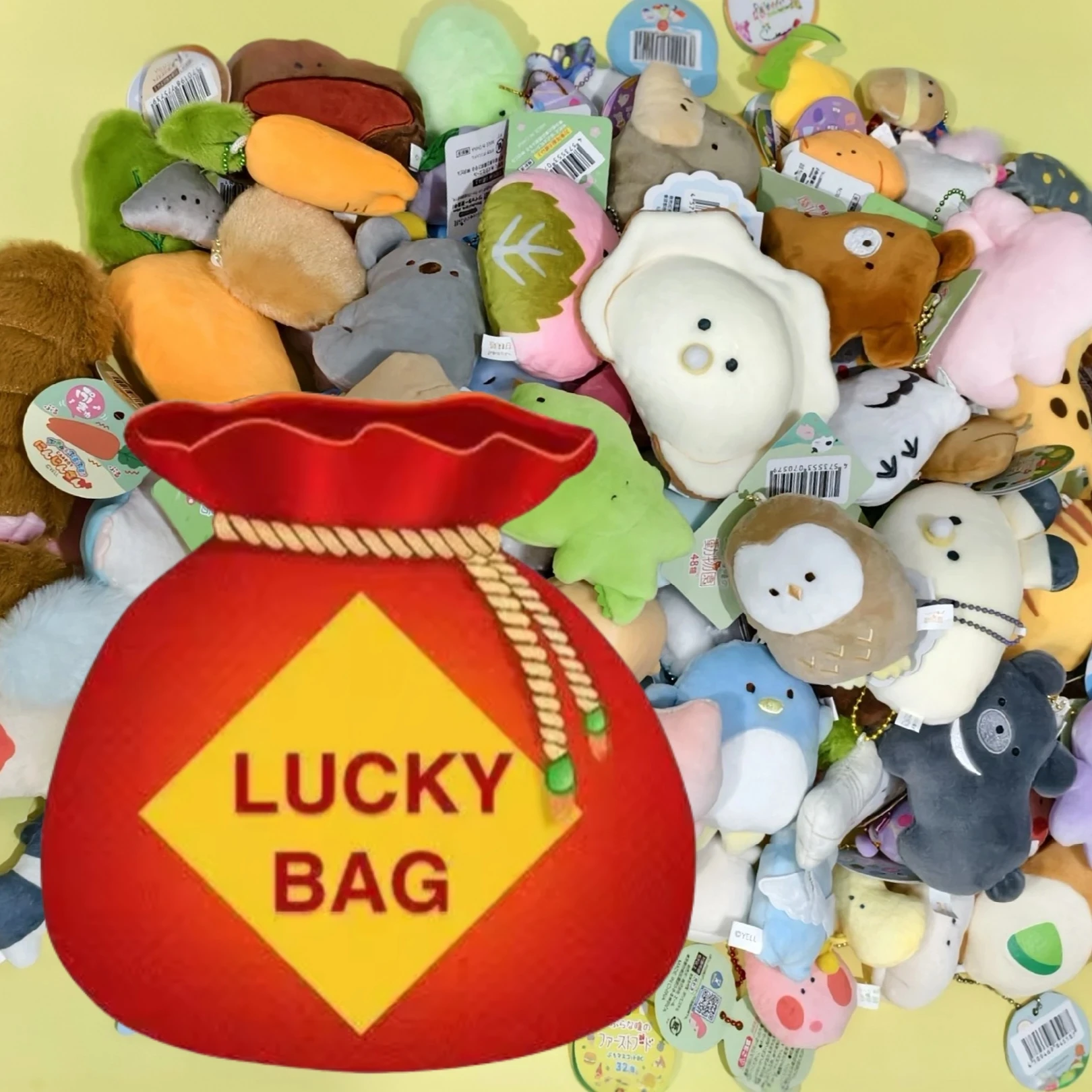 Juguetes de peluche originales de Japón, bolsa de la suerte, bolsa misteriosa sorpresa al azar, animales kawaii, alimentos, miniaturas, colgante de peluche, figuras de gacha