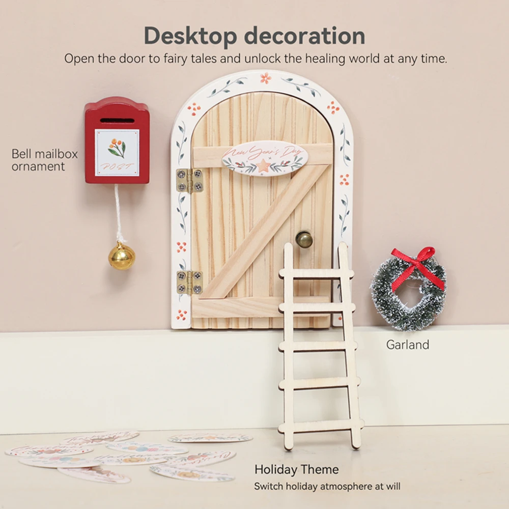 Puerta de hadas de madera para casa de muñecas – Decoración artesanal - imagen 3