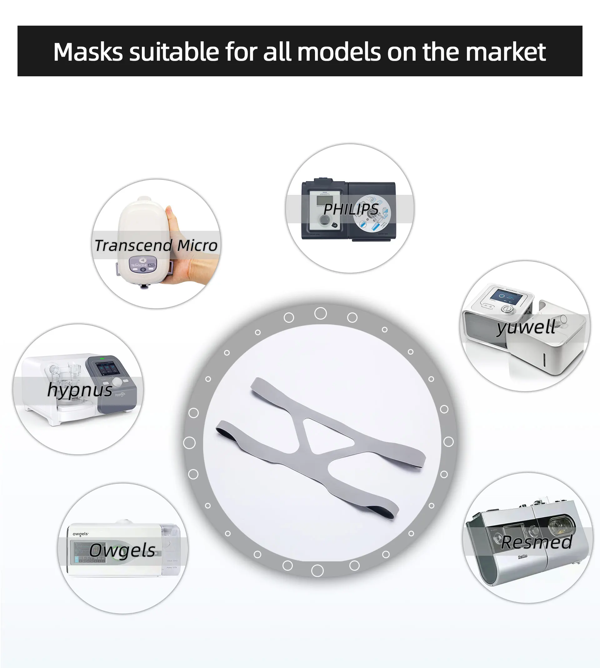 Correa de repuesto universal para casco para máscara CPAP, máscara CPAP suave de cara completa, correa para casco (sin máscara) - imagen 4