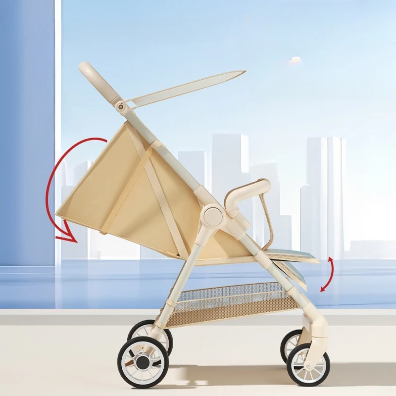 Cochecito con sombrilla de viaje ultraligero con sistema de una sola pliegue, arnés de seguridad de 5 puntos y asiento reclinable para uso en avión - imagen 2
